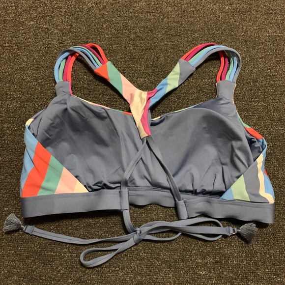 Dusty Blue striped bathing suit top S - Picture 2 of 4